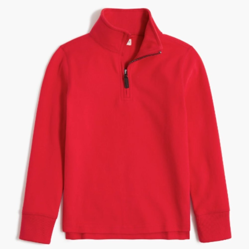 J Crew Crewcut Boys' Red sueded half-zip popover sweatshirt size large NWOT